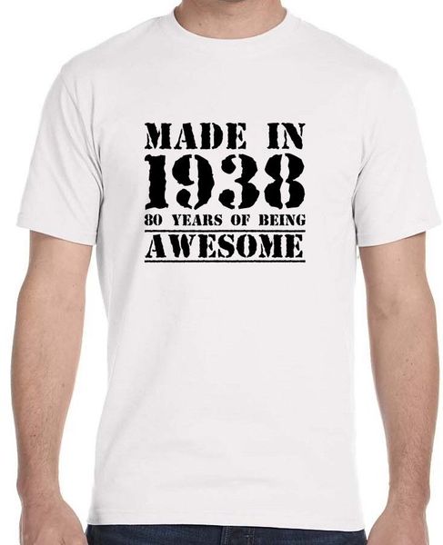 made in 1938, 80 years of being , awesome - men's 80th birthday t-shirt gift print t-shirt,hip hop tee shirt,new arrival tees, White;black
made in 1938, 80 years of being , awesome - men's 80th birthday t-shirt gift print t-shirt,hip hop tee shirt,new arrival tees, White;black
