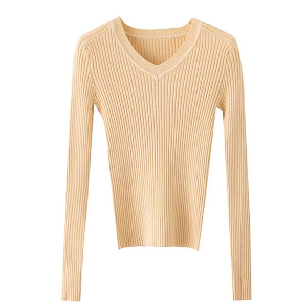 korean style slim v-neck long-sleeved knit pullover fashion casual solid color women's sweater, White;black
korean style slim v-neck long-sleeved knit pullover fashion casual solid color women's sweater, White;black