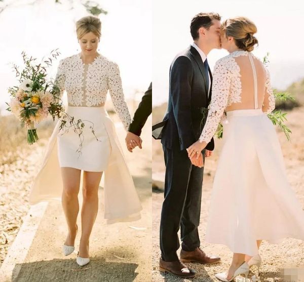unique designer wedding dresses country asymmetrical lace long sleeves short front split wedding dress bridal gowns custom made, White
unique designer wedding dresses country asymmetrical lace long sleeves short front split wedding dress bridal gowns custom made, White