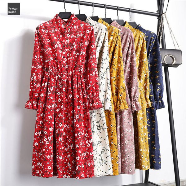 2019 dress winter women long sleeve corduroy dress casual elastic waist twill stand neck floral party dress female autumn vestidos, Black;gray
2019 dress winter women long sleeve corduroy dress casual elastic waist twill stand neck floral party dress female autumn vestidos, Black;gray