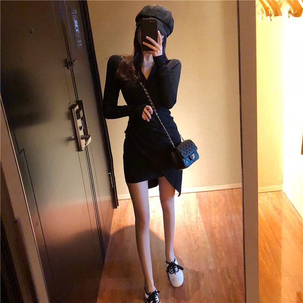 2019 vadim autumn female the new 2019 v collar hem all irregular long-sleeved dress feminine cultivate one's morality "women, Black;pink
2019 vadim autumn female the new 2019 v collar hem all irregular long-sleeved dress feminine cultivate one's morality "women, Black;pink