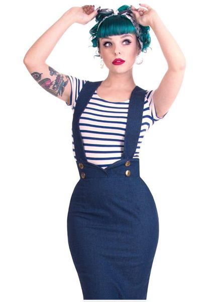 40- summer women vintage 50s classic denim pinafore midi pencil skirt in blue plus size brace faldas pinup brace skirts retro, Black
40- summer women vintage 50s classic denim pinafore midi pencil skirt in blue plus size brace faldas pinup brace skirts retro, Black