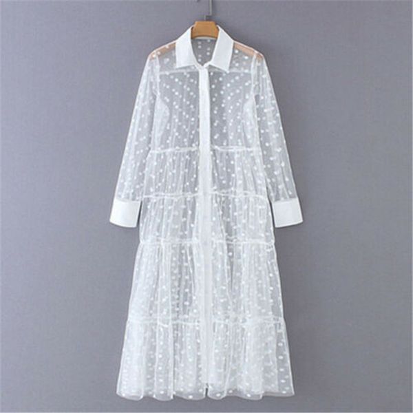2019 see-through women polka dot mesh dress fashion long sleeve lapel shirts dress ladies long dress fashion women cover-ups, Black;gray
2019 see-through women polka dot mesh dress fashion long sleeve lapel shirts dress ladies long dress fashion women cover-ups, Black;gray