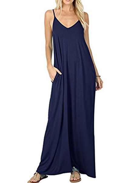 kosmoo women's summer casual plain flowy loose beach cami maxi dress with pockets, Black;gray
kosmoo women's summer casual plain flowy loose beach cami maxi dress with pockets, Black;gray