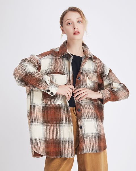 vintage stylish pockets oversized plaid jacket coat women 2020 fashion lapel collar long sleeve loose female outerwear chic, White
vintage stylish pockets oversized plaid jacket coat women 2020 fashion lapel collar long sleeve loose female outerwear chic, White