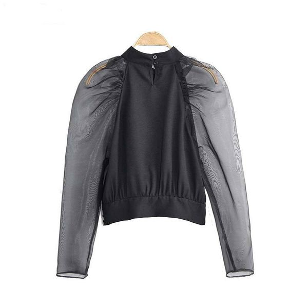 vadim women organza transparent crop see through patchwork long sleeve black short blouses party club blusas lb777, White
vadim women organza transparent crop see through patchwork long sleeve black short blouses party club blusas lb777, White