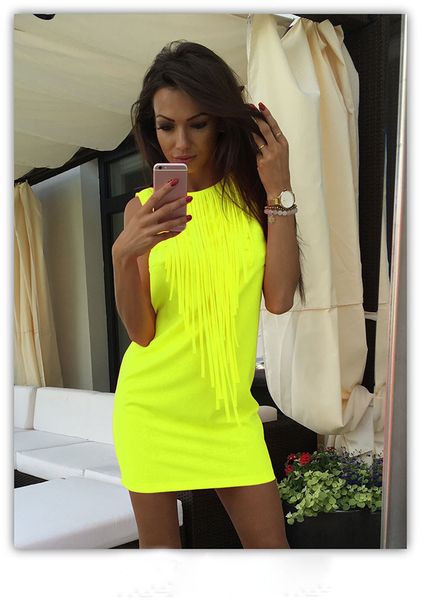 Summer Candy Color Tassel Dress Women Crew Neck Sleeveless Mini Dresses Casual Ladies Solid Pencil Dress
Summer Candy Color Tassel Dress Women Crew Neck Sleeveless Mini Dresses Casual Ladies Solid Pencil Dress