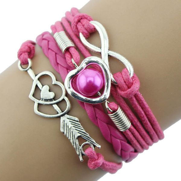 leather bracelets women wrap love heart pearl friendship antique leather charm bracelet boho@50, Black
leather bracelets women wrap love heart pearl friendship antique leather charm bracelet boho@50, Black