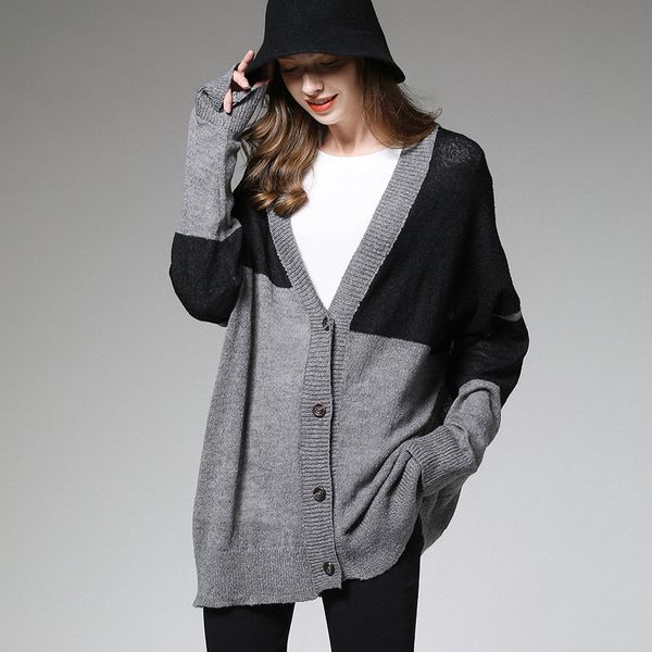 women's sweaters loulan queen 2021 autumn lazy wind contrast color knitted cardigan midi loose coat plus size casual, White;black
women's sweaters loulan queen 2021 autumn lazy wind contrast color knitted cardigan midi loose coat plus size casual, White;black