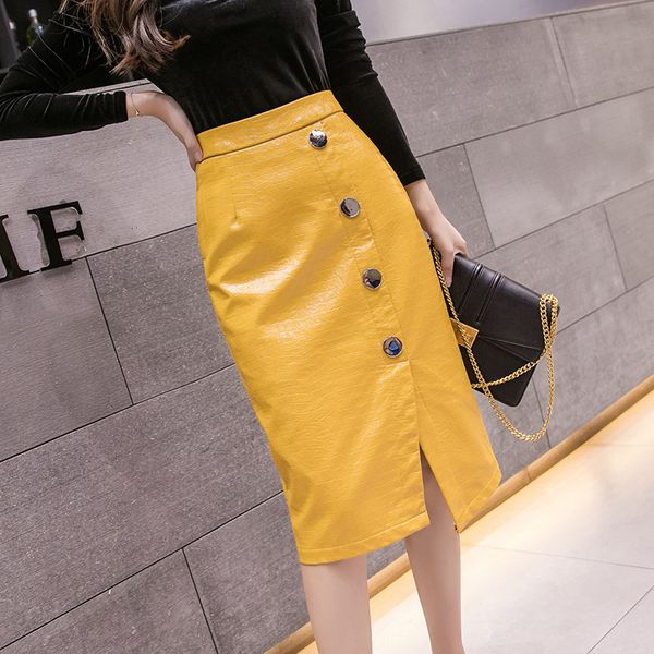 2019 autumn winter korean pu leather skirt female irregular slit front buttons faux leather bright skirts midi pencil faldas, Black;gray
2019 autumn winter korean pu leather skirt female irregular slit front buttons faux leather bright skirts midi pencil faldas, Black;gray