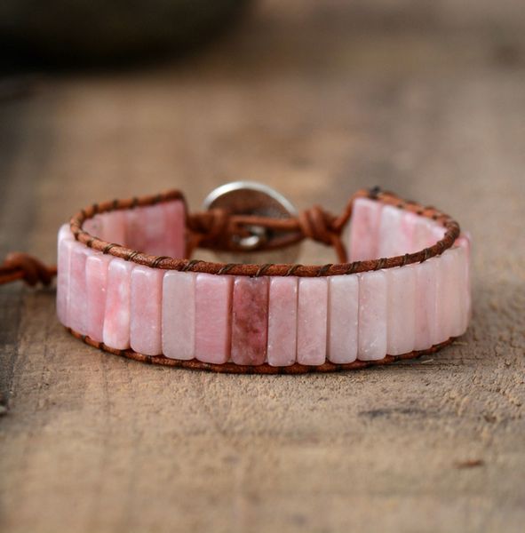 women bracelet jewelry natural pink opal stone tube beads leather wrap bracelet girlfriend gifts, Golden;silver
women bracelet jewelry natural pink opal stone tube beads leather wrap bracelet girlfriend gifts, Golden;silver