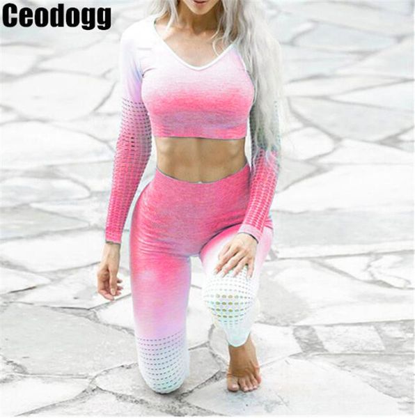 women yoga set gym clothing seamless gradient leggings+long sleeve workout sport suit women fitness set active
women yoga set gym clothing seamless gradient leggings+long sleeve workout sport suit women fitness set active