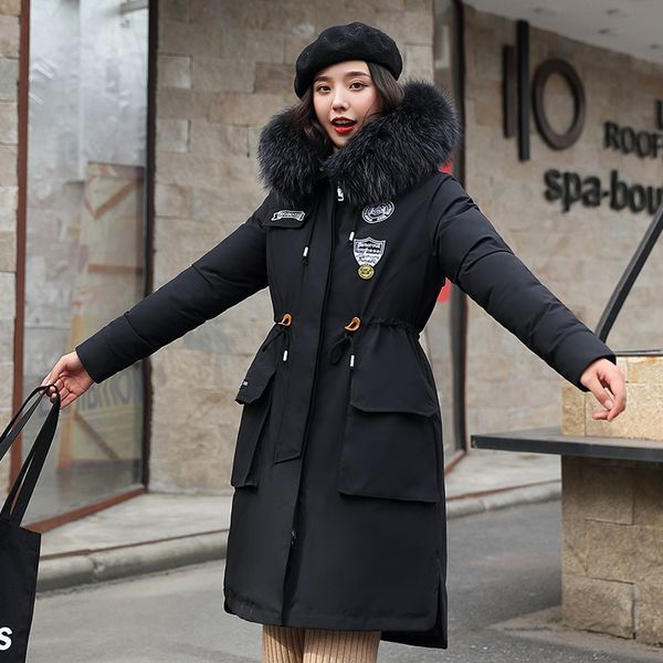 heiyu 2019 hooded parka womens slim down cotton coat female new big fur collar winter jacket for women long thicken outerwear, Black
heiyu 2019 hooded parka womens slim down cotton coat female new big fur collar winter jacket for women long thicken outerwear, Black
