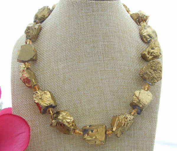 s051905 gold titanium white quartz rough nugget&crystal necklace, Silver
s051905 gold titanium white quartz rough nugget&crystal necklace, Silver