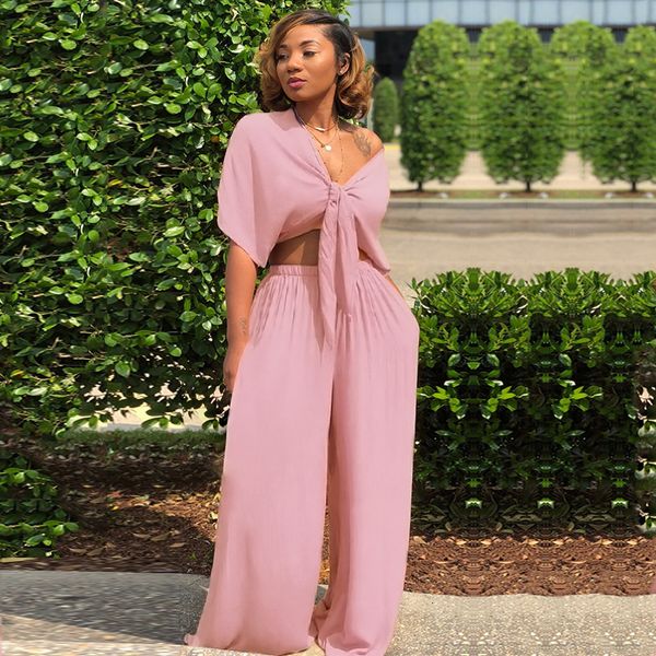 women two-piece set crop deep v neck bandge short sleeve wide leg pants trousers elastic waist solid suits 2 piece sets y190923, Black;white
women two-piece set crop deep v neck bandge short sleeve wide leg pants trousers elastic waist solid suits 2 piece sets y190923, Black;white