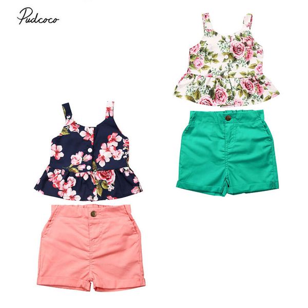 2020 floral newborn baby girl clothes 2pcs summer sleeveless ruffle vest dress solid shorts pants outfits set cute clothing, White
2020 floral newborn baby girl clothes 2pcs summer sleeveless ruffle vest dress solid shorts pants outfits set cute clothing, White