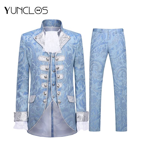yunclos 2019 blue royal court men's suit england style 3 pieces men suit banquet robe vestido men single-breasted wedding suits, White;black
yunclos 2019 blue royal court men's suit england style 3 pieces men suit banquet robe vestido men single-breasted wedding suits, White;black