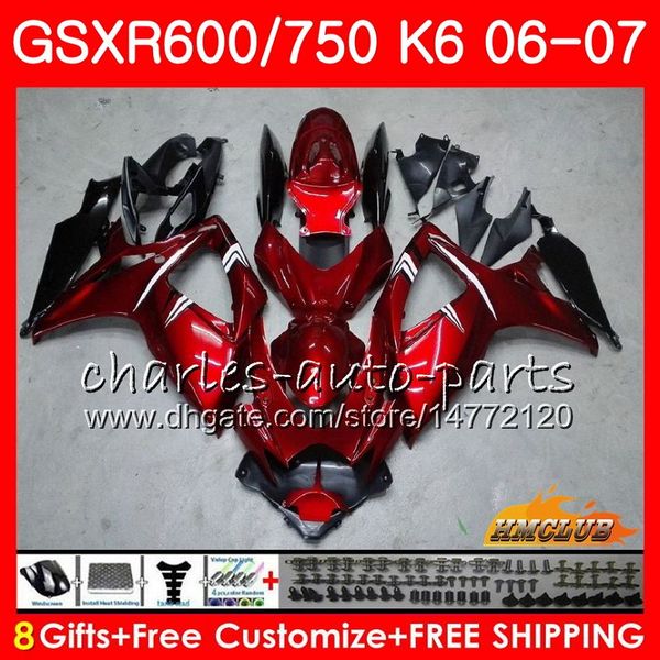 

Body For SUZUKI GSX R600 GSX-R750 GSXR-600 GSXR600 06-07 stock Wine red 8HC.15 GSX R750 GSXR 600 750 06 07 K6 GSXR750 2006 2007 Fairing kit