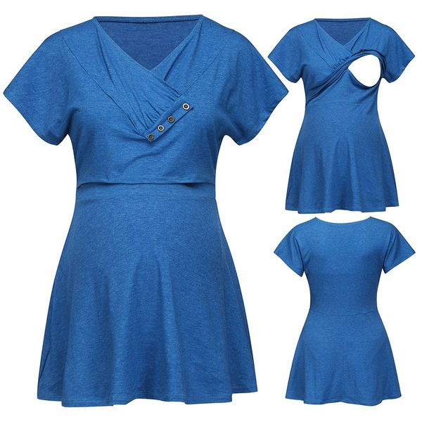 women maternity short sleeve comfy layered nursing t-shirt for breastfeeding, White
women maternity short sleeve comfy layered nursing t-shirt for breastfeeding, White