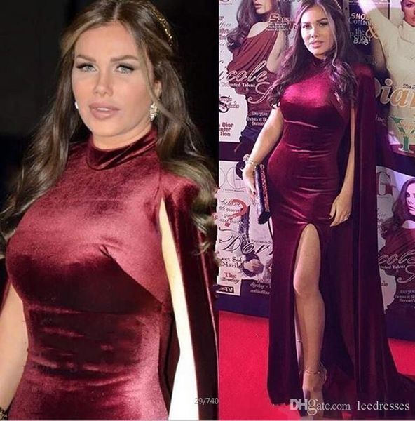 new burgundy women evening dresses with long cape arabic vestido de festa women high neck split mermaid formal celebrity gowns, Black;red
new burgundy women evening dresses with long cape arabic vestido de festa women high neck split mermaid formal celebrity gowns, Black;red