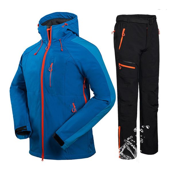 winter outdoor climbing mountain hiking jacket + pants tech fleece softshell clothes for men waterproof fishing hunting ski suit, Blue;black
winter outdoor climbing mountain hiking jacket + pants tech fleece softshell clothes for men waterproof fishing hunting ski suit, Blue;black