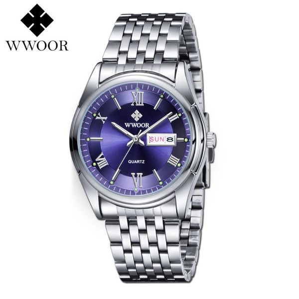 wwoor men watches auto date luminous waterproof male clock silver stainless steel business sport quartz watch, Slivery;brown
wwoor men watches auto date luminous waterproof male clock silver stainless steel business sport quartz watch, Slivery;brown