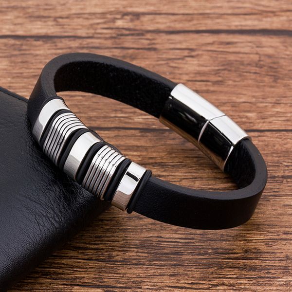 magnetic fashion black charm leather men's bracelet stainless steel punk jewelry wholesale bangles accessories, Golden;silver
magnetic fashion black charm leather men's bracelet stainless steel punk jewelry wholesale bangles accessories, Golden;silver