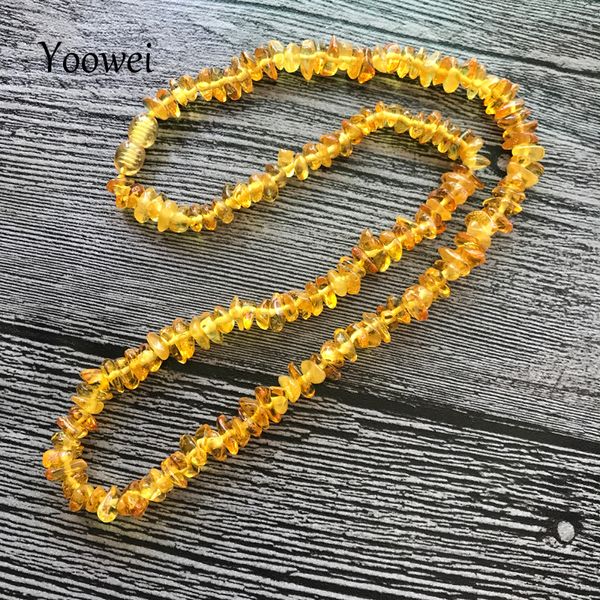 

yoowei natural amber necklace for women genuine beads baltic amber jewelry gift multi-layered bracelet chips necklace wholesale, Silver