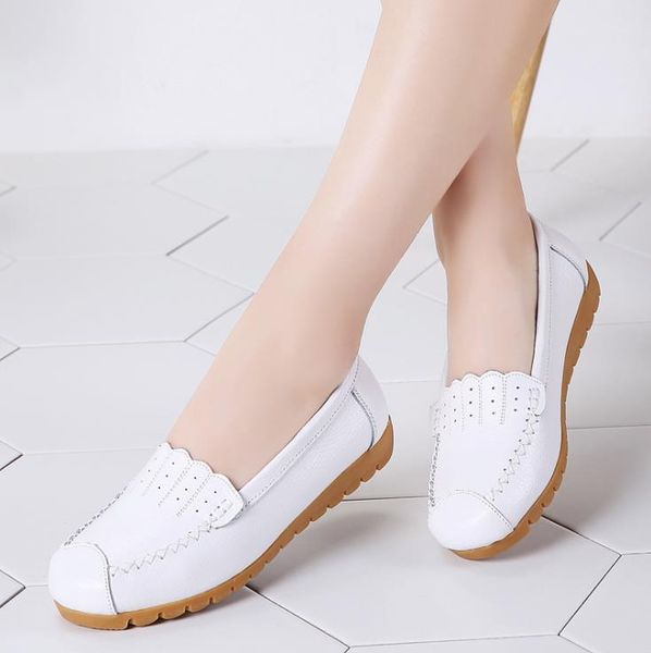 female shoes leather breathable non-slip flats women casual shoes, Black