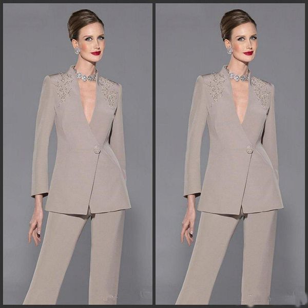2019 New Mother Of Bride Pants Suit V Neck Long Sleeves Appliques Satin Mother Of The Bride Dresses Custom Made Formal Suit
2019 New Mother Of Bride Pants Suit V Neck Long Sleeves Appliques Satin Mother Of The Bride Dresses Custom Made Formal Suit