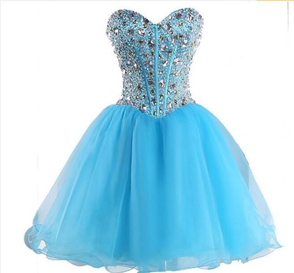 new sweetheart blue back short homecoming dresses organza beaded crystal lace up prom cocktail graduation gown q40, Red
new sweetheart blue back short homecoming dresses organza beaded crystal lace up prom cocktail graduation gown q40, Red