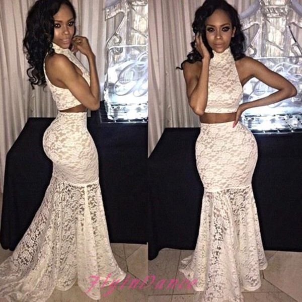 2019 new ivory 2 pieces prom dresses lace high neck mermaid evening party dresses high neck see through evening dresses, Black
2019 new ivory 2 pieces prom dresses lace high neck mermaid evening party dresses high neck see through evening dresses, Black