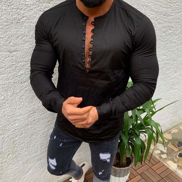 male blouse size -2xl 2019 casual solid long sleeve o neck muscle fashion breathable soft new mens slim fit cotton shirts, White;black
male blouse size -2xl 2019 casual solid long sleeve o neck muscle fashion breathable soft new mens slim fit cotton shirts, White;black