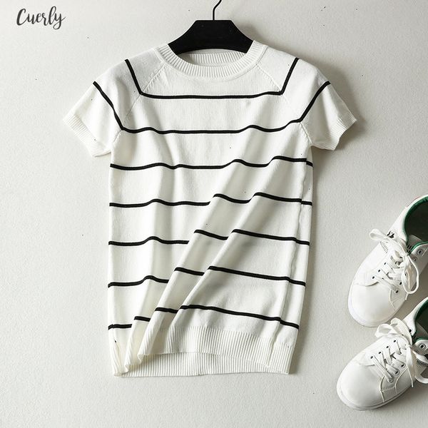 summer short sleeve striped pullover women sweater knitted 2020 sweaters o neck korean pull femme jumper female white black
summer short sleeve striped pullover women sweater knitted 2020 sweaters o neck korean pull femme jumper female white black