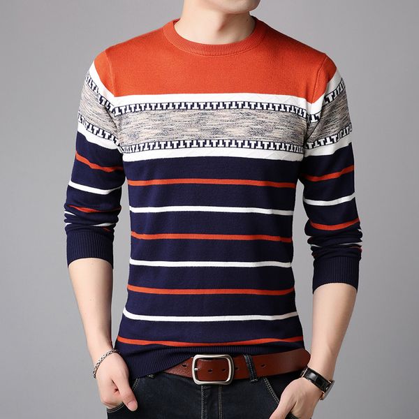 new autumn winter wool slim fit sweater pullover men brand clothing casual striped pull jumper clothes dropshipping, White;black