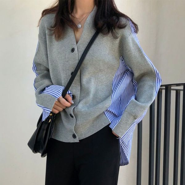 2019 new spring autumn cardigans sweater women patchwork long sleeve sweater plus size striped knitted v-neck yy420, White
2019 new spring autumn cardigans sweater women patchwork long sleeve sweater plus size striped knitted v-neck yy420, White