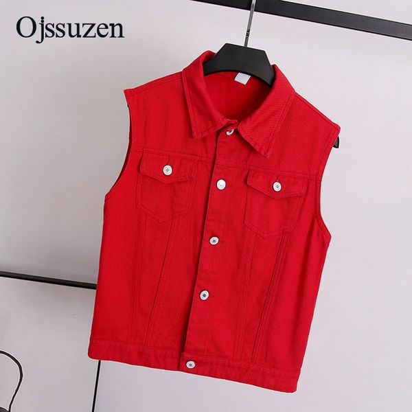 red blue basic denim vest women cropped slim sleeveless jeans jackets for women's cowboy vest, Black;white
red blue basic denim vest women cropped slim sleeveless jeans jackets for women's cowboy vest, Black;white