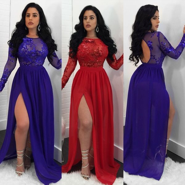 long prom dresses 2019 women's lace appliques long sleeve chiffon see through sequined sparkle wedding guest party gowns, White;black
long prom dresses 2019 women's lace appliques long sleeve chiffon see through sequined sparkle wedding guest party gowns, White;black