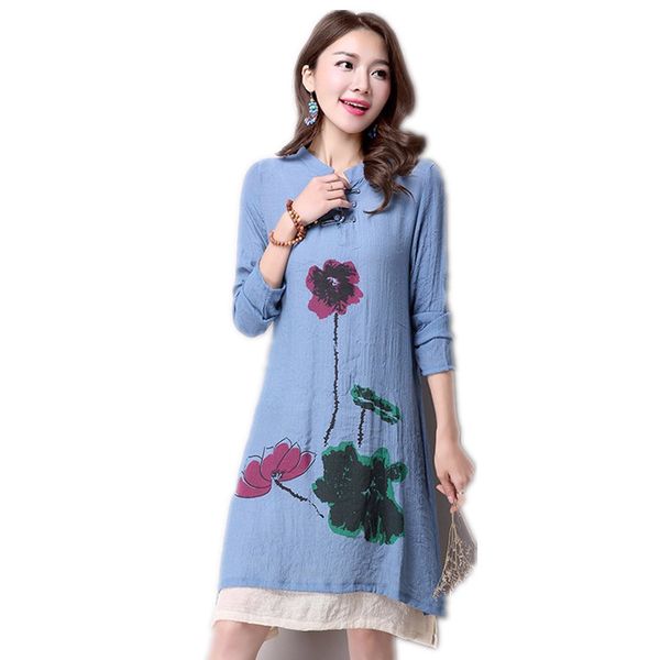 Spring New Women National Wind Casual Long -Sleeved Cotton Linen Dress Plus Size Long Linen Dresses Simple Printing
Spring New Women National Wind Casual Long -Sleeved Cotton Linen Dress Plus Size Long Linen Dresses Simple Printing