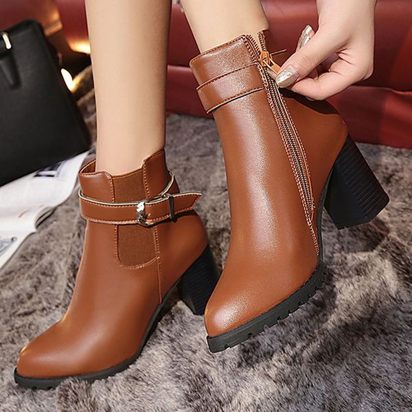 women snow boots autumn winter short boots high heel women's leather fashion ankle for women soft bottom comfortable, Black
women snow boots autumn winter short boots high heel women's leather fashion ankle for women soft bottom comfortable, Black