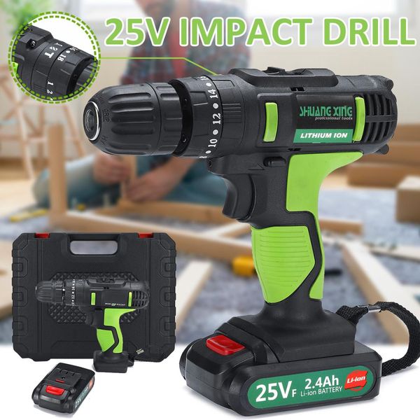 25v 2-speed cordless electric drill 220v impact drills 3/8" driver rechargable drill screwdriver 1 or 2 batteries power tool
25v 2-speed cordless electric drill 220v impact drills 3/8" driver rechargable drill screwdriver 1 or 2 batteries power tool