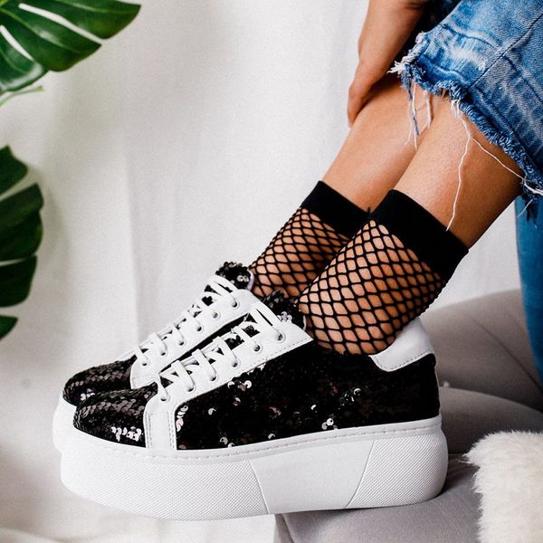 2019 women sneakers plateform glitter shinny shoes fashion casual woman lady ballet flats sneakers espadrilles, Black
2019 women sneakers plateform glitter shinny shoes fashion casual woman lady ballet flats sneakers espadrilles, Black