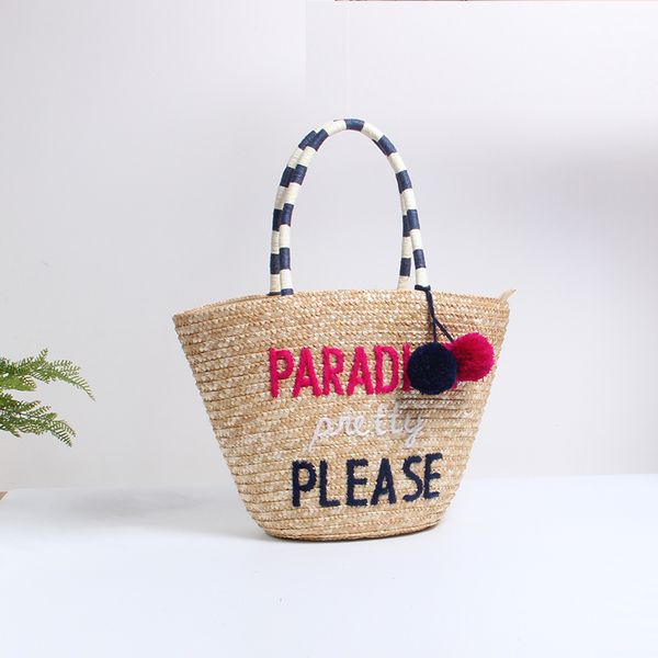 2019 bohemian woven straw beach tote bags handbags women summer fashion pom pom shoulder bag letter handbag lady casual handle hand bags
2019 bohemian woven straw beach tote bags handbags women summer fashion pom pom shoulder bag letter handbag lady casual handle hand bags