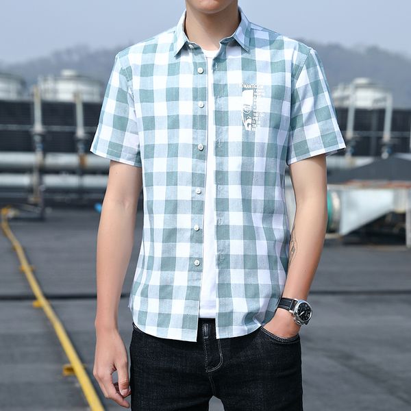 new men plaid shirt fashion printing men shirt short sleeve blue green gray -4xl summer mens, White;black
new men plaid shirt fashion printing men shirt short sleeve blue green gray -4xl summer mens, White;black