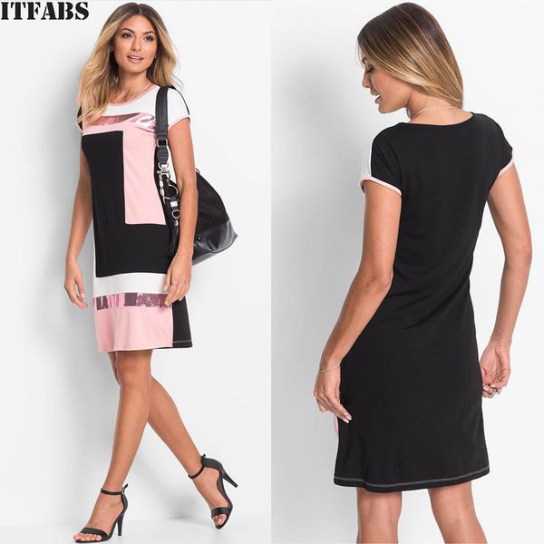 brand elegant dress 2019 new summer t-shirt dress womens casual short sleeve bodycon spliced sequins vestidos, Black;gray
brand elegant dress 2019 new summer t-shirt dress womens casual short sleeve bodycon spliced sequins vestidos, Black;gray