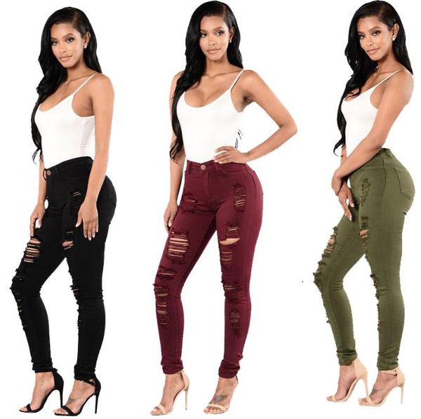 2020 high waist pencil pants fashion female clothing skinny womens designer jeans solid color hole trousers, Blue
2020 high waist pencil pants fashion female clothing skinny womens designer jeans solid color hole trousers, Blue