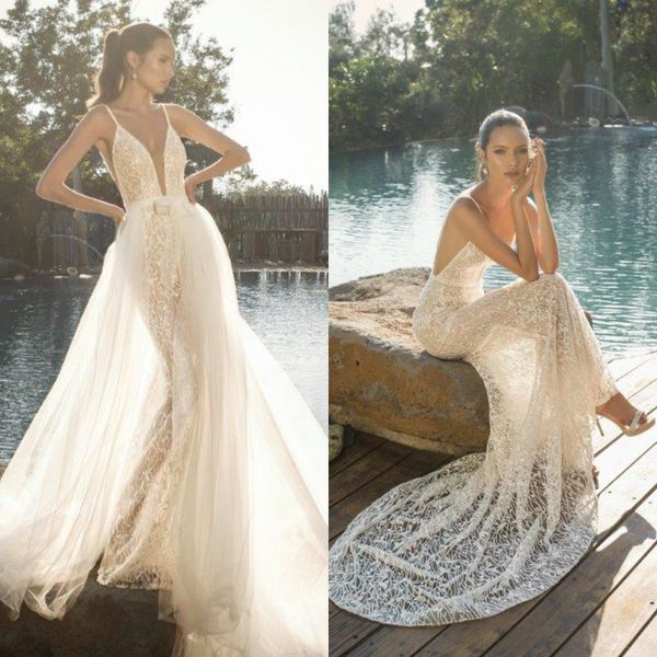 2020 julie vino mermaid wedding dresses with detachable train lace appliques glitter abiti da sposa custom made backless boho wedding dress, White
2020 julie vino mermaid wedding dresses with detachable train lace appliques glitter abiti da sposa custom made backless boho wedding dress, White