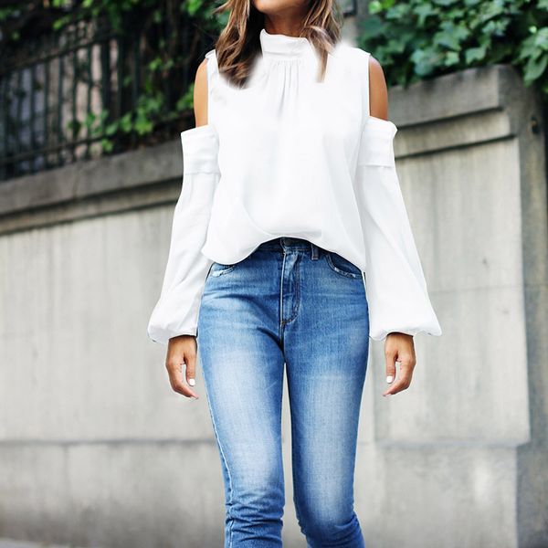 women autumn and winter new loose solid color long-sleeved scarf collar off-shoulder blouses, White
women autumn and winter new loose solid color long-sleeved scarf collar off-shoulder blouses, White