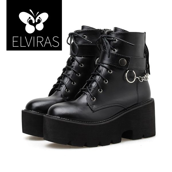 elviras new chain women leather autumn boots block heel gothic black punk style platform shoes female footwear high quality
elviras new chain women leather autumn boots block heel gothic black punk style platform shoes female footwear high quality
