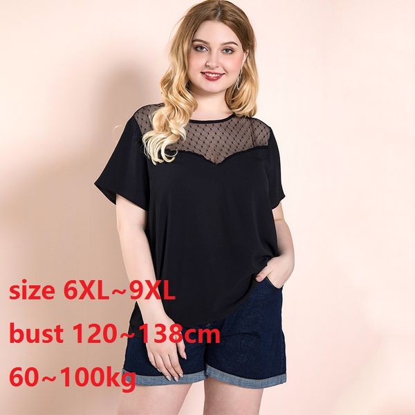 women summer t shirt plus size 7x 8xl 9xl 10xl 60-120kg chiffon lace patchwork women big clothes elegant black t shirt, White
women summer t shirt plus size 7x 8xl 9xl 10xl 60-120kg chiffon lace patchwork women big clothes elegant black t shirt, White